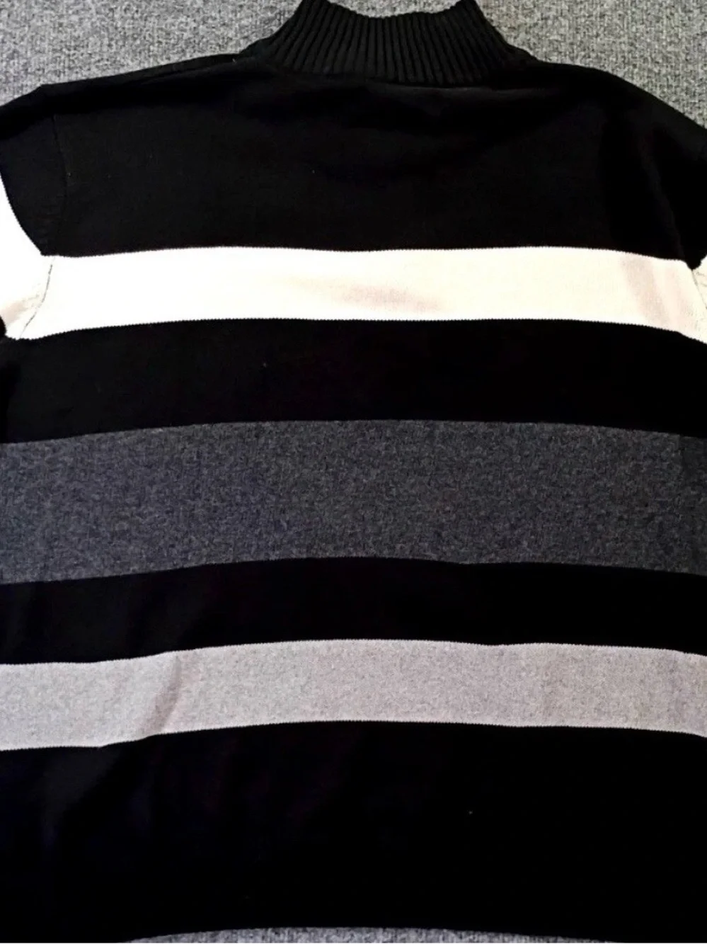 U.S. Polo Assn. Black, Gray & White Striped Quarter-Zip Sweater